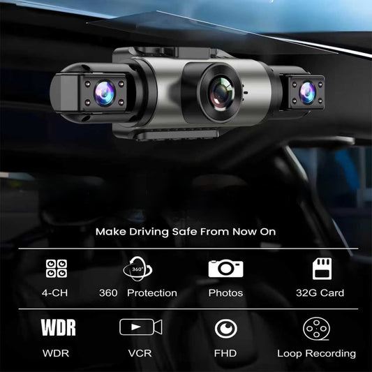 Camera de bord cu 4 obiective Recording IPS HD Dash Cam
